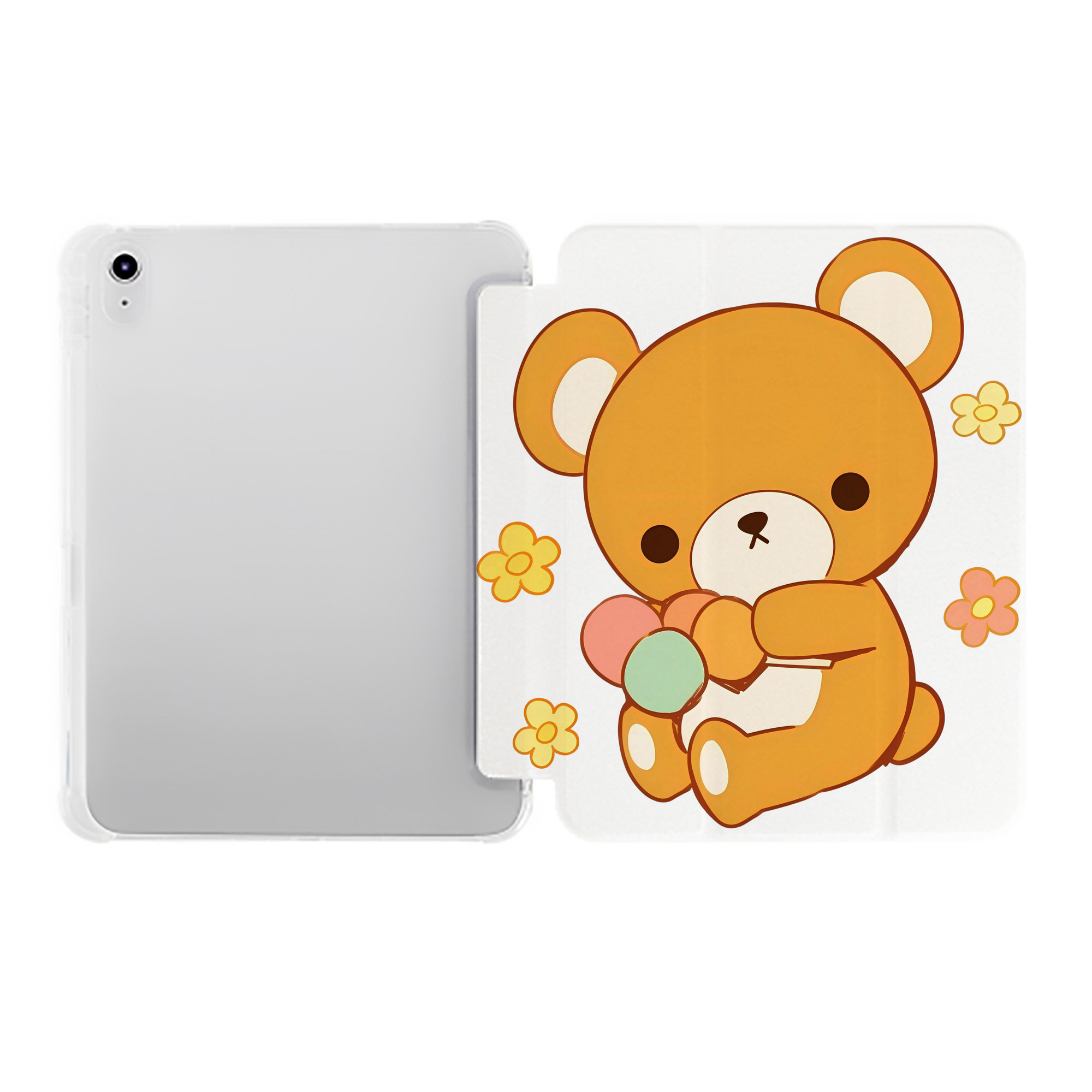 （画像用） リラックマ リラックマ キイロイトリ Rilakkuma Korilakkuma Kiiroitori IPad ケース ペン収納付き 三つ折りスタンド PUレザー×シリコン 対応機種9.5/10.5/10.9インチ